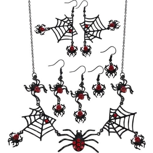 Halloween Spider Earrings Creative Spider Web Spider Necklace Halloween Earring Necklace Small Jewelry Gifts