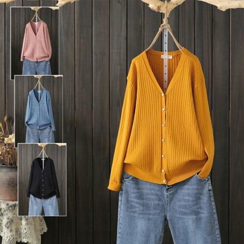 Korean All-Match Sweater V-Neck Knitted Cardigan 2021 Fall New Fashion Single Breasted Women Elasticity Cropped Cardigan Sweater