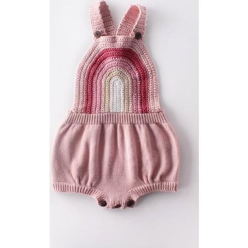 Baby Girls Knitting Romper Baby Rainbow Overalls Clothes Newborn Baby Girl Clothes Fashion Infant Boys Girls Sweater Rompers