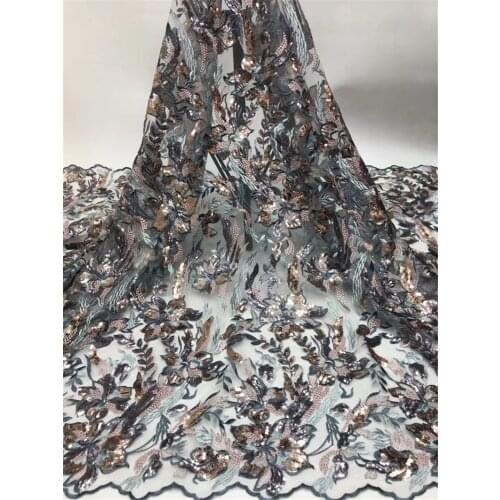 Beautiful 1YG-20.4417 french sequins lace fabric african lace fabric with sequins tulle fabric for fashion show dress