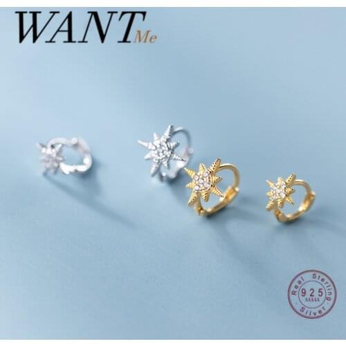 WANTME Luxury Fashion Real 925 Sterling Silver Pavé Zircon Light Star Ear Buckle for Women Korean Party Wedding Jewelry Earrings