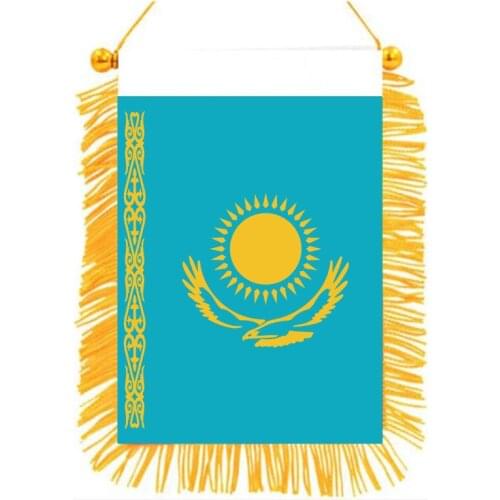 Xvggdg 10*15cm Kazakhstan Flag Mini Double Sided Printed Blackout Cloth Hanging National Flag