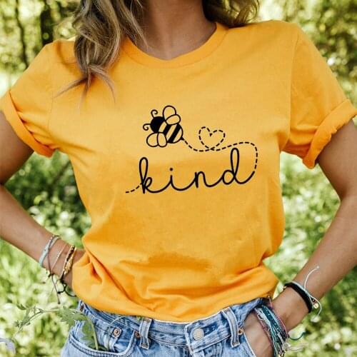 Be Kind Bee Graphic Printed 100%Cotton Women Tshirt Kindness Shirt Bees Funny Summer Casual Short Sleeve Top Inspiration Shirt