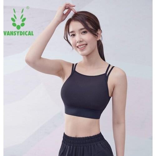 Vansydical Women Sexy Sports Bra Cross Back Yoga Tops Push Up Gym Fitness Workout Crop Tops Female Summer Running Underwear