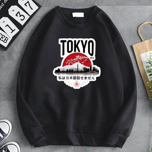 Tokyo I Don't Speak Japanese Funny Pattern Printed Women Sweatshirt Oversize Sweatshirts Casual Round Neck Females Tops Clothes