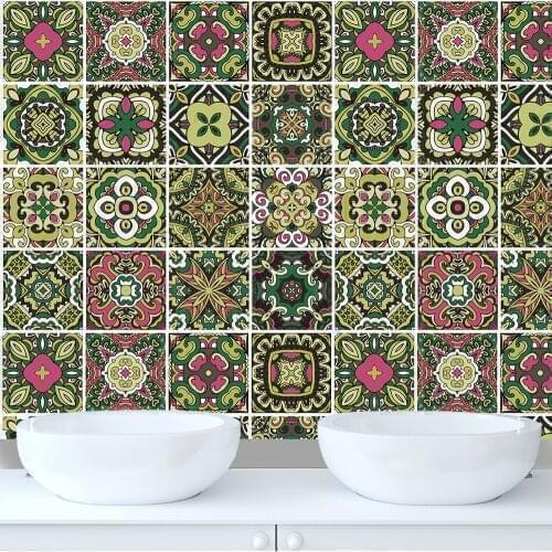 16pcs/set Hard Tiles Floor Wall Stickers Kitchen Bathroom Desk Wardrobe Wallpaper Peel & Stick Waterproof PVC Art Wall Decals