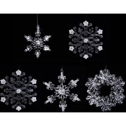 1/2/6PCS Christmas Decorations for Home Snowflake Christmas Tree Ornaments Hanging Crystal Acrylic DIY Bead Curtain Home Decor