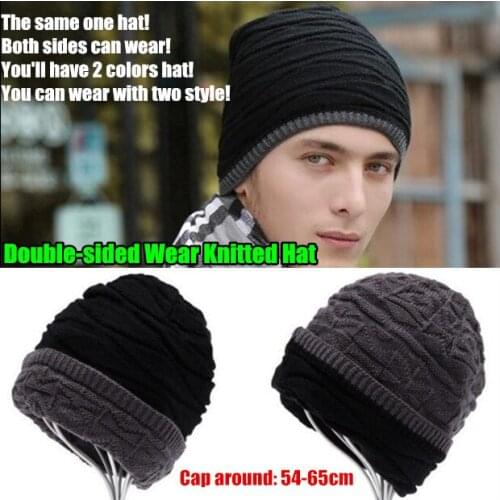 200pcs!Men&Women Beanie Top Quality Hip-hop Slouch Woolen Knitted Cap Spring&Winter Snap Slouch Bonnet Hat,Double-sided Wear