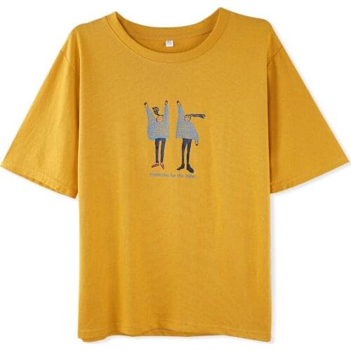 2019 Summer Fashion Cotton T-shirt Women T shirt Cartoon Print Basic Casual Funny Tee shirt Harajuku T-shirt Female Clothes