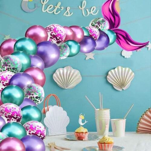44Pcs Mermaids Tail Balloons Garland Set Mermaid Arch Kit Wedding Birthday Decorations Mermaid Ocean Theme Party Supplies