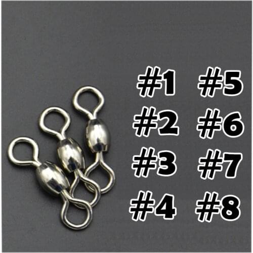 50pcs Bearing Swivel Fishing Connector Barrel Swivel Solid Ring Rolling Swivel for Fishing Hook Fishing Lure Accessories