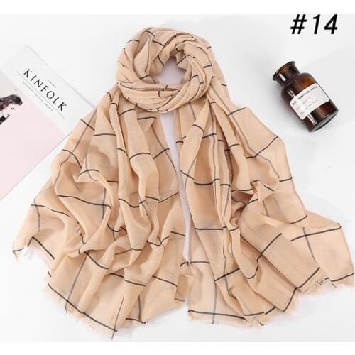 80*180CM Turban Plaid Striped Cotton and Linen Scarf Shawl