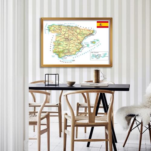 84*59cm The Spain Map of Road and Rail Network (In Spainish) Wall Art Poster Canvas Painting School Supplies Home Decoration