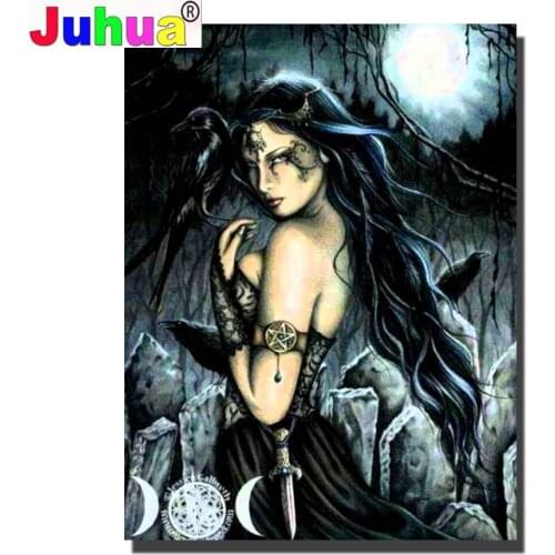 Fantasy darkness goth Angel crow diamond painting Full Square/Round drill 5d diamond embroidery portrait 3d cross stitch,Gift