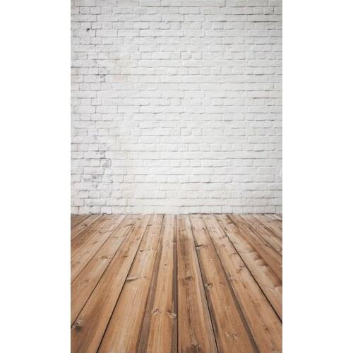 White Brick Wall Photography Backdrops Wooden Floor 3D Backgrounds for Photo Studio Children Baby Shower Portrait Photo Shoot