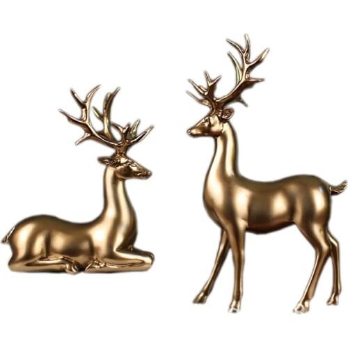 DEER FIGURINES RESIN DEERS STATUE ANIMAL ARTS SCULPTURES EUROPEAN STYLE LIVING ROOM BEDROOM CABINET ORNAMENTS WEDDING GIFTS R339