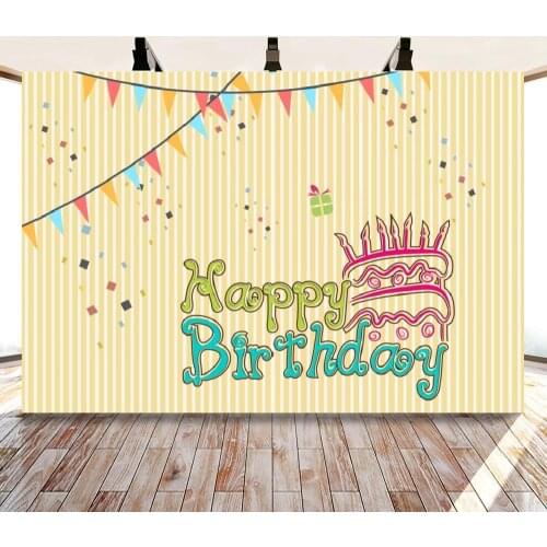 Cartoon Pink Cake and Bear Portrait Photography Backdrop Kids Birthday Party Decor Photo Background Studio Photocall Props