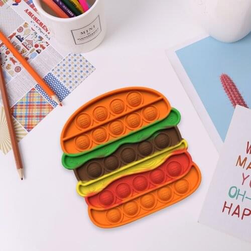 Hamburger French Fries Shape Push Bubble Sensory Toy Anti-stress Relaxing Fidget Autism Toys for Adults Kids dropshipping
