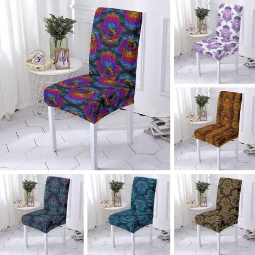 Hamsa Hand Spandex Chair Slipcover Printed Stretch Elastic Chair Cover for Dining Room Office Wedding Banquet Party 1/2/4/6PCS