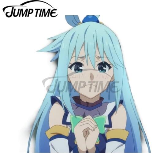 JumpTime 13 x 10.3 cm Aqua Konosuba Anime Girl Car Accessories Stickers Sunscreen Decal Personality Creative Car Door Protector