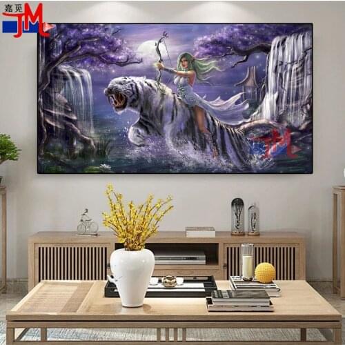 "Beauty Elf And Tiger" 5D Diy Diamond Painting Cross Stitch Diamond Mosaic Full Square Drill Fairy Diamond Embroidery Home Decor