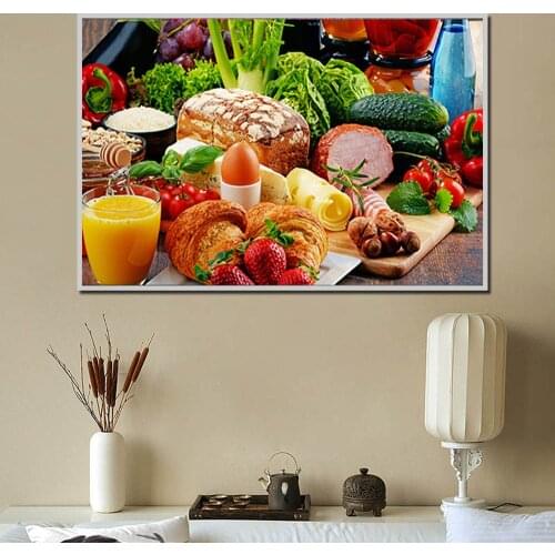 Vegetables Bread Fruits Kitchen Canvas Painting Hot Sales Modern Posters and Printing Home Wall Art Food Picture for Living Room
