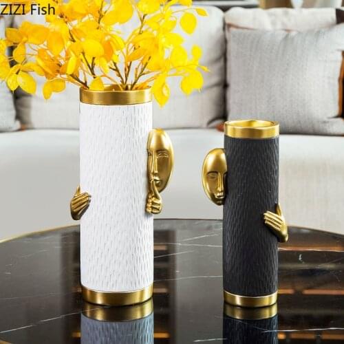 Nordic Abstract Portrait Resin Vase Dried Flower Flower Arrangement Hydroponic Vase Flowerpot Living Room Countertop Decoration