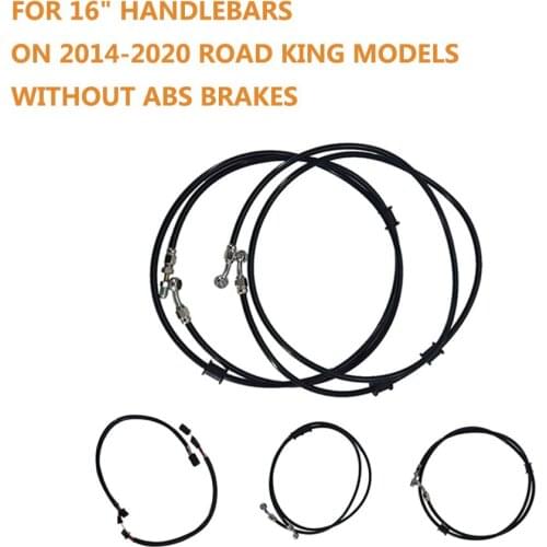 Black Cable Brake Line Kit for 16" Handlebars on 2014-2020 Road King Models without ABS Brakes