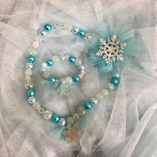 Kid Chunky Necklace Girls Bubblegom Bead Chunky Necklace 2PCS snowflake Newest Fashion Toddler Unicorn Kids Jewelry NL021