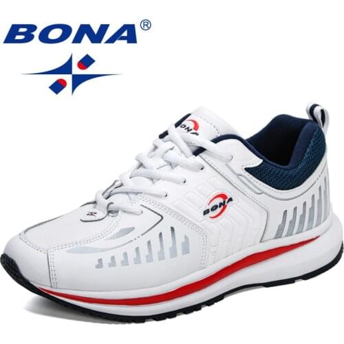 BONA 2021 New Designers Action Leather Trend Sneaker Men Outdoor Walking Shoe Man Leisure Footwear Mansculino Zapatillas Hombre