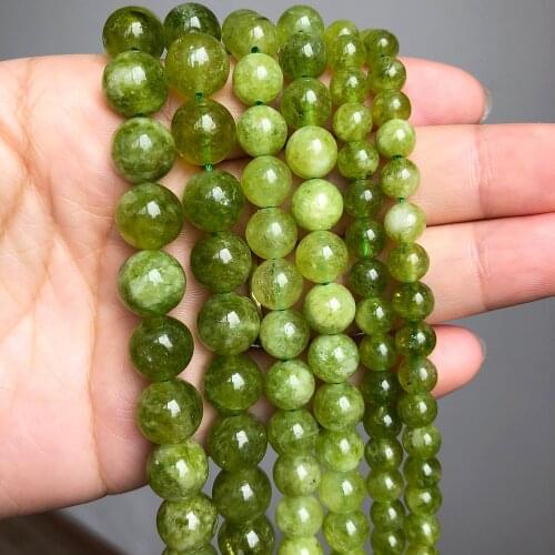 Natural Stone Green Peridot Round Loose Spacer Beads For DIY Jewelry Making Bracelet Necklace Accessories 15''Inches 6 8 10mm