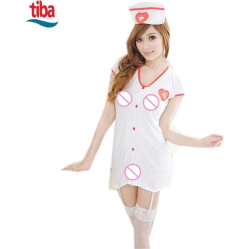 TB-0081 Hot Sexy Nurse Costumes Lingerie Soft Elastic Baby Dolls Women Fantasy Clubwear Role Play Cosplay White Nurse Uniforms