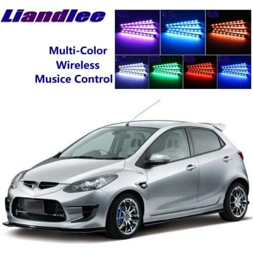 Liandlee Car Neon Color-Changing Light of Atmibient Inside Footwell Light For Mazda2 Demio DE MK3 2007~2014