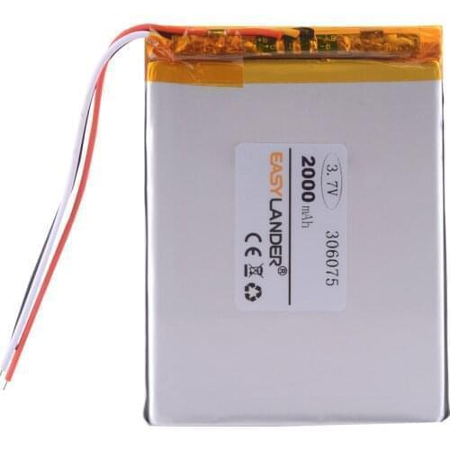 3Wries 306075 3.7V 2000mAh Rechargeable Li-Polymer Li-ion Battery For GPS Tablet PC PocketBook 306075PL 4G-15 / 4K-19 E-book