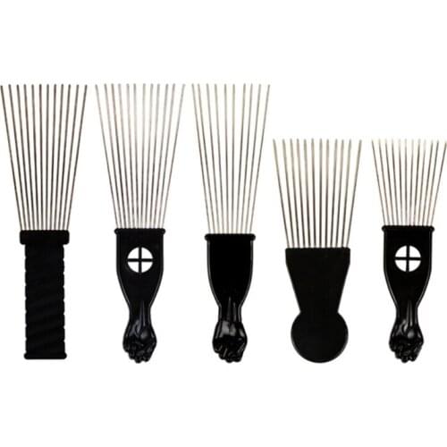 Metal Wide Tooth Afro Pick for Curly Hair Lift Picks Comb Tool Wig Braid Tool