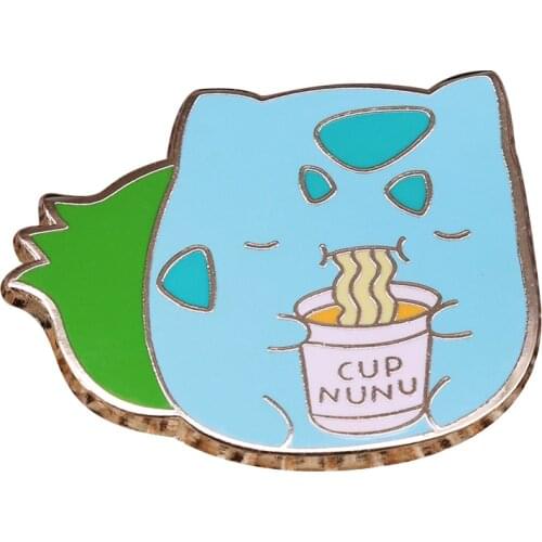 Cute noodles cat pin funny kids foodie gift