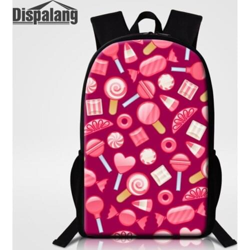 Dispalang Girl Lovely Backpack Candy Marshmallow Print School Bags For Children 16 Inch Large Capacity Bookbag Kid Cute Rucksack