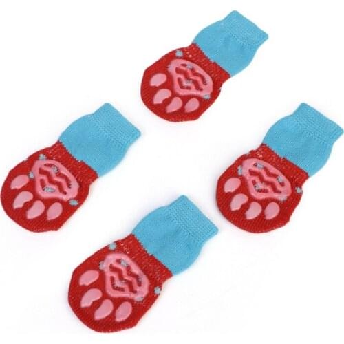 4pcs Warm Puppy Dog Socks Pet Knits Socks Cartoon Anti Slip Skid Socks for Cat Dog Pet Paw Claw Footwear Stocking Pet Products