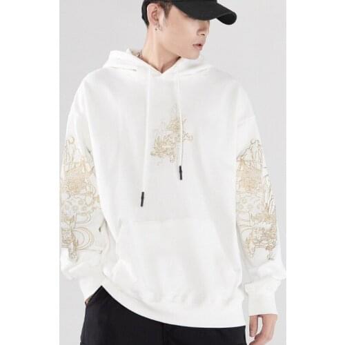 2021 new hChina wind embroidery hooded fleece men tide coat national wind restoring ancient ways is popular logo mens head cap