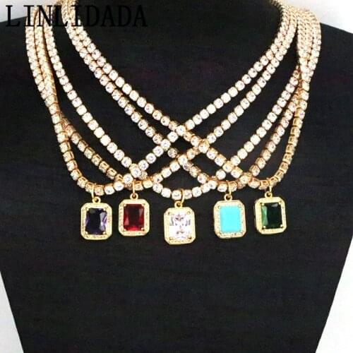 5Pcs New Fashion Crystal Choker Necklace For Women Gold Tennis Chain Square Star Pendant Necklace Wedding Bridal Jewelry Gift