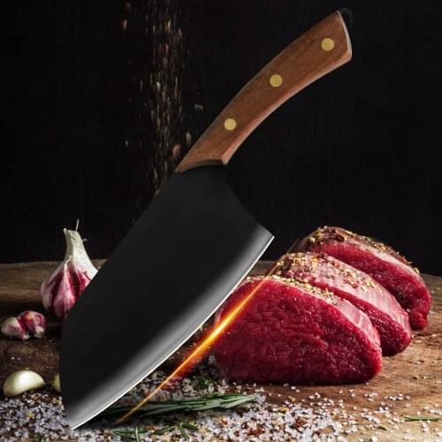 New Chinese slicing knife black matte body solid wood handle stainless steel ladies sharp small kitchen knife carving knife