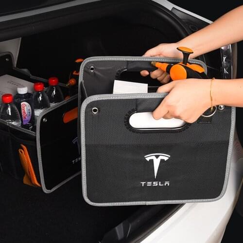 Car Organiser Trunk Organizer Box Boot Case Multi-Pocket Universal Adjustable Folding Storage High Capacity For Tesla 1600D