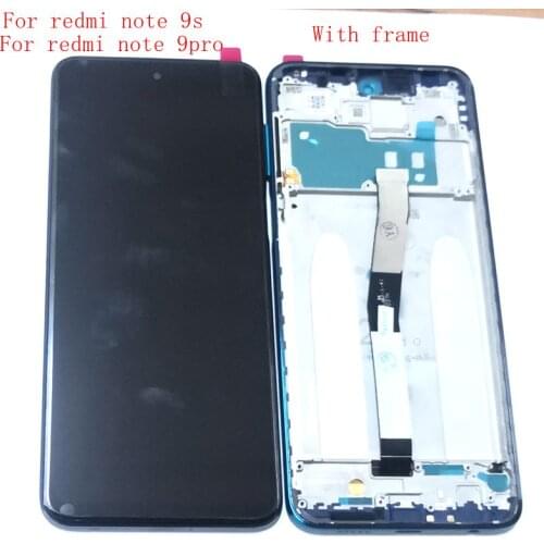 Original For Xiaomi Redmi note 9s M2003J6A1G Lcd Screen Display Touch Glass DIgitizer frame full note 9 pro M2003J6B2G
