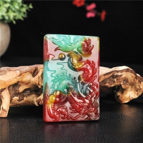 Natural Color Jade Dragon Pendant Necklace Chinese Hand-Carved Charm Jewelry Fashion Accessories Amulet for Men Women Gifts