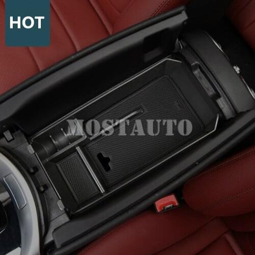 For Benz C Class W205 S205 Inner Console Armrest Insert Storage Box Tray 2014-2018 1pcs Car Accessories Interior