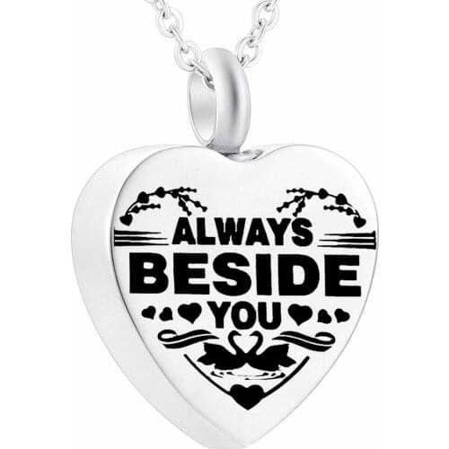Always Beside You Pendant Necklace For Ashes Stainless Steel Funeral Cremation Jewelry Keepsake Memorial Mementos