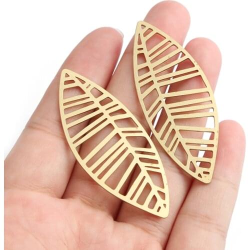 10pcs Raw Brass Charms Open Large Leaf Pendant Jewelry Fashion Hyperbolic Earring Necklace Jewelry Making Findings