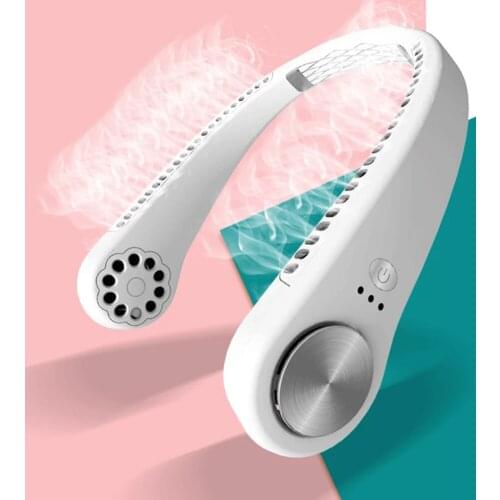 M8 leafless neck hanging fan USB rechargeable hands-free portable personal wearable neckband fan, suitable for outdoor sports