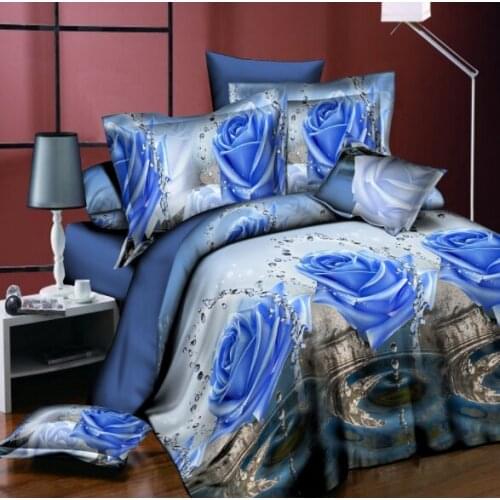 Bedclothes Dropshipping Bedding Sets Blue Rose Winter Jacquard Weave King Size Bedding Quilt Cover+BedSheet+pillowcase Fashion