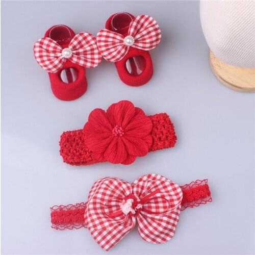 Newborn Baby Girl Headband and Socks Set Infant Party Hair Accessories Best Birthday Gift Girls Photography Props
